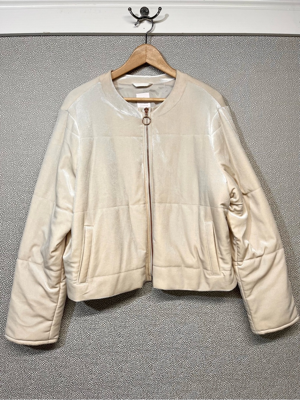 XXL LC Lauren Conrad Women's Metallic Cream Bomber/Puffer Jacket Zip Front